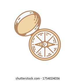 compass vector illustration in engraving style. steampunk antique compass clip art. voyage, expedition, direction showing navigation device. north, east, south, west.