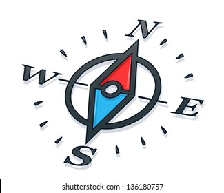 compass vector illustration isolated on white background EPS10. Transparent objects and opacity masks used for shadows and lights drawing