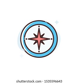 Compass Vector Illustration. Outline Filled Seo & Web Icons.