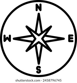 Compass Vector Line Icon Design