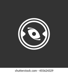 Compass vector logo isolated on a black background. Icon silhouette design template. Simple symbol concept in flat style. Abstract sign, pictogram for web, mobile and infographics