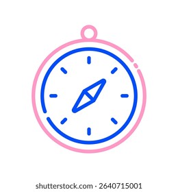 Compass Vector for Navigation and Orienteering. Direction tool illustration, map reading concept, outdoor exploration