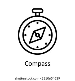 Compass Vector  outline Icon Design illustration. User interface Symbol on White background EPS 10 File