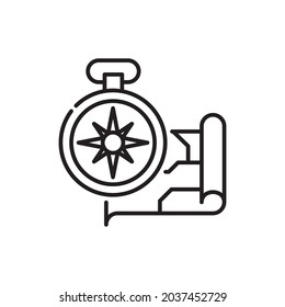 Compass vector outline icon style illustration. Eps 10 file