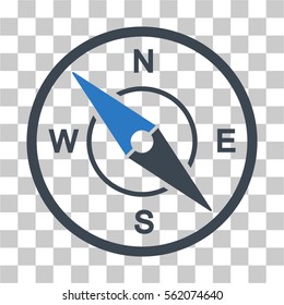 Compass vector pictogram. Illustration style is flat iconic bicolor smooth blue symbol on a transparent background.