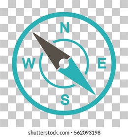 Compass vector pictograph. Illustration style is flat iconic bicolor grey and cyan symbol on a transparent background.