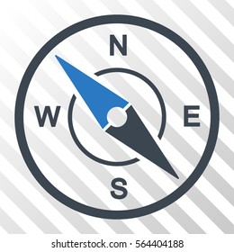 Compass vector pictograph. Illustration style is flat iconic bicolor smooth blue symbol on a hatch transparent background.