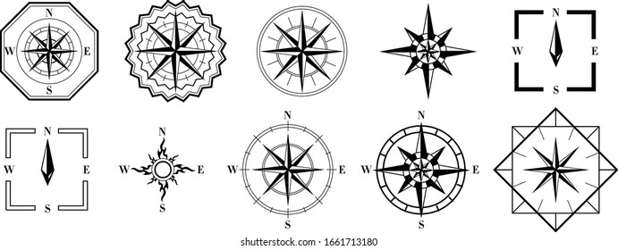 compass vector set collection graphic clipart design