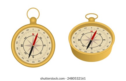 compass vector set with different view. vector illustration isolated on white background.