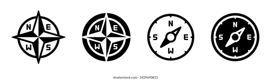 Compass vector set. Compass icons. Wind rose icons.