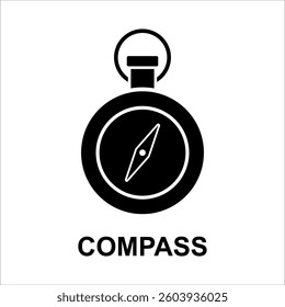 Compass vector silhouette icon. Compass vector icon isolated on white background. Collection of Travel Tourism 3d icon, Trip Planning World Tour. Holiday Vacation, Travel and Transport concept.