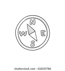 Compass vector sketch icon isolated on background. Hand drawn Compass icon. Compass sketch icon for infographic, website or app.