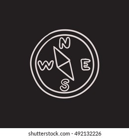 Compass vector sketch icon isolated on background. Hand drawn Compass icon. Compass sketch icon for infographic, website or app.