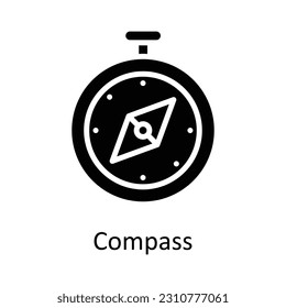 Compass Vector  Solid Icon Design illustration. User interface Symbol on White background EPS 10 File