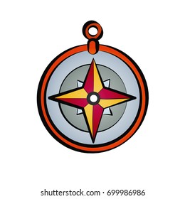 Compass in vintage retro style. Design elements for old school tattoo, background hipster cover, poster. Cartoon vector illustration.