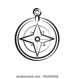 Compass in vintage retro style. Design elements for old school tattoo, background hipster cover, poster. Cartoon vector illustration.