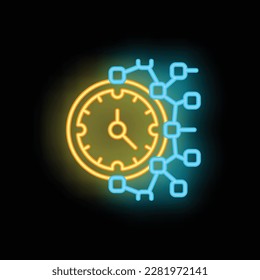 Compass virtual travel icon outline vector. Online tour. Reality space neon color isolated on black