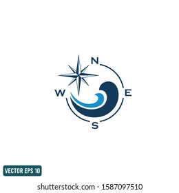 compass wave concept company logo design template