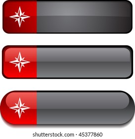 Compass   web buttons. Vector illustration.