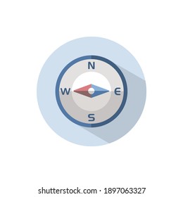 Compass west direction. Flat icon on a circle. Weather vector illustration