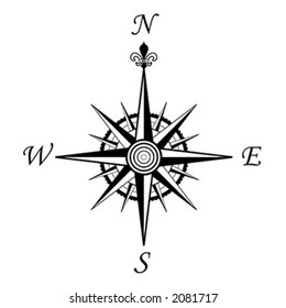 Compass wind rose - 4 directions- vector