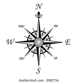 Compass wind rose - 8 directions - vector