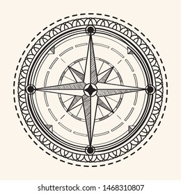 Compass wind rose decorative vintage emblem