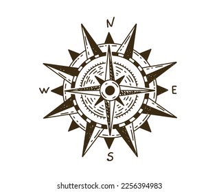 Compass Wind rose hand drawn Illustration.
