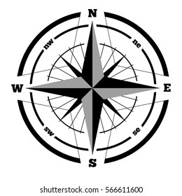 Compass wind rose hand drawn vector design element.