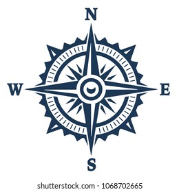 Compass wind rose icon isolated on white. Vector illustration.