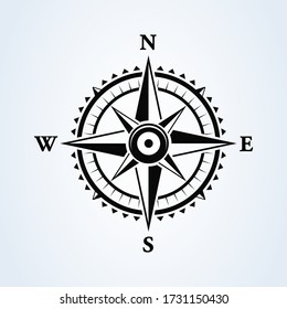 Compass Wind Rose Icon Isolated On White. Vector Illustration.