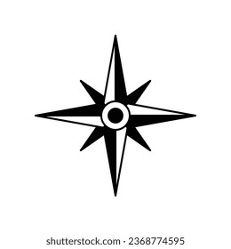 Icono de la rosa del viento de la brújula. Dirección y navegación náuticas para la exploración de la geografía. Diseño de ilustración vectorial.