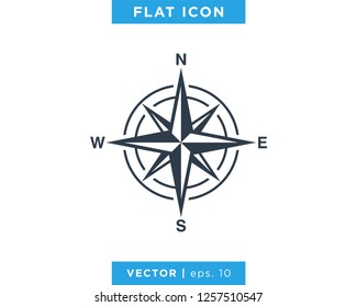 Compass Wind Rose Icon Vector Logo Design Template. Vintage Style.