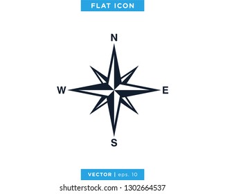 Compass wind rose icon vector logo design template. Vintage style.