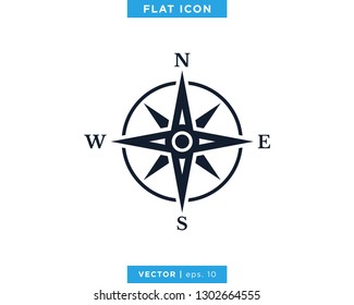 Compass wind rose icon vector logo design template. Vintage style.