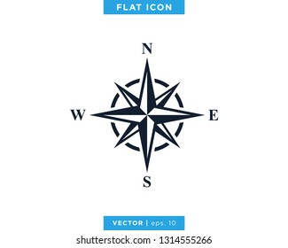 Compass wind rose icon vector logo design template.