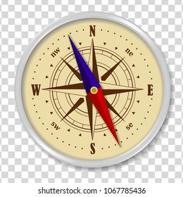 Compass with wind rose isolated on transparent background. Vector Illustration.