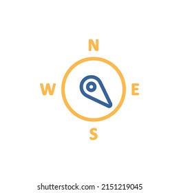Compass wind rose isolated vector icon. Direction southeast. Meteorology sign. Graph symbol for travel, tourism and weather web site and design, logo, app, UI