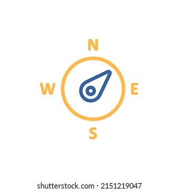 Compass wind rose isolated vector icon. Direction northeast. Meteorology sign. Graph symbol for travel, tourism and weather web site and design, logo, app, UI