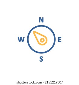 Compass Wind Rose Isolated Vector Icon. Direction Northwest. Meteorology Sign. Graph Symbol For Travel, Tourism And Weather Web Site And Design, Logo, App, UI