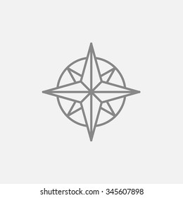 Compass wind rose line icon for web, mobile and infographics. Vector dark grey icon isolated on light grey background.