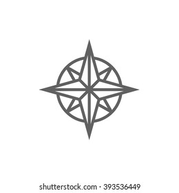 Compass wind rose line icon.