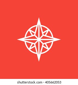 Compass wind rose line icon.