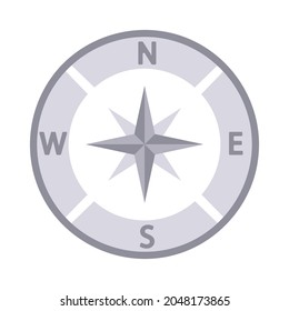 Compass and Wind Rose. Navigation Tool for Magnet Field of Earth and North Pole, Electric Magnetic Lines, Measurement, Nautical or Tourist Equipment Isolated on White Background. Vector Illustration