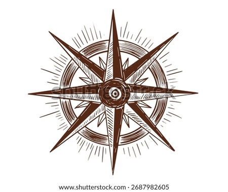 Compass, wind rose on a white background	