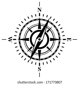 Compass with wind rose. Possible to easily change the colors and size without losing image quality.