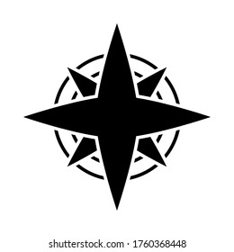 Compass wind rose silhouette style icon design, Tool navigation location north south west east travel map and adventure theme Vector illustration
