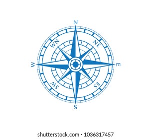 compass wind rose travel adventure direction navigation vector logo design template