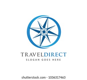 compass wind rose travel adventure direction navigation vector logo design template