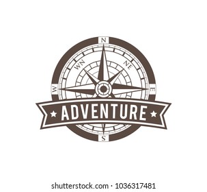 compass wind rose travel adventure direction navigation vector logo design template